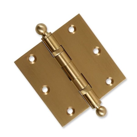 Embassy 3-1/2 x 3-1/2 Solid Brass Hinge, Satin Brass Finish with Ball Tips 3535BBUS4B-1